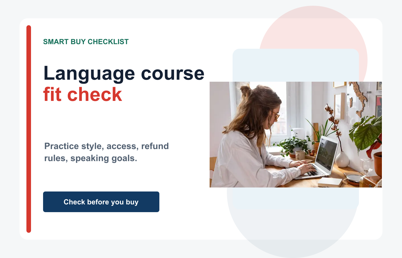 Language course speaking practice checklist visual