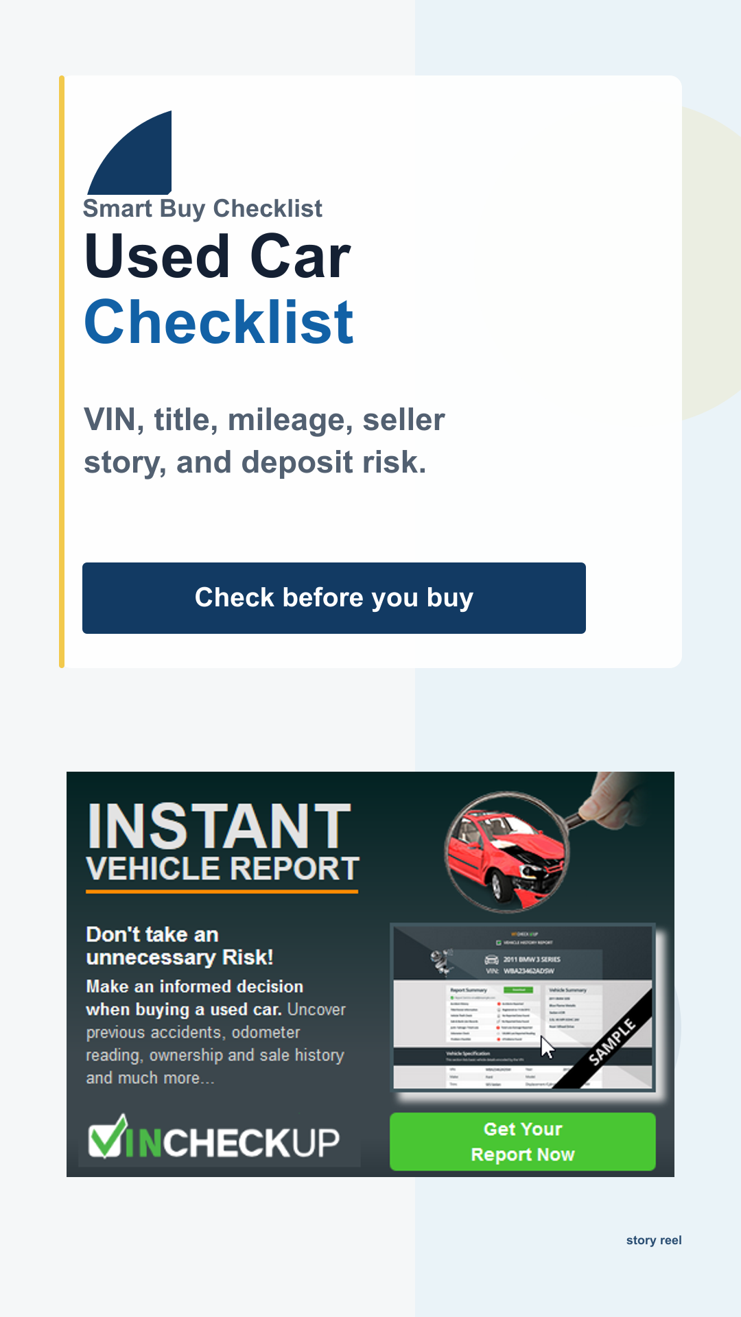 Sarah used car VIN story