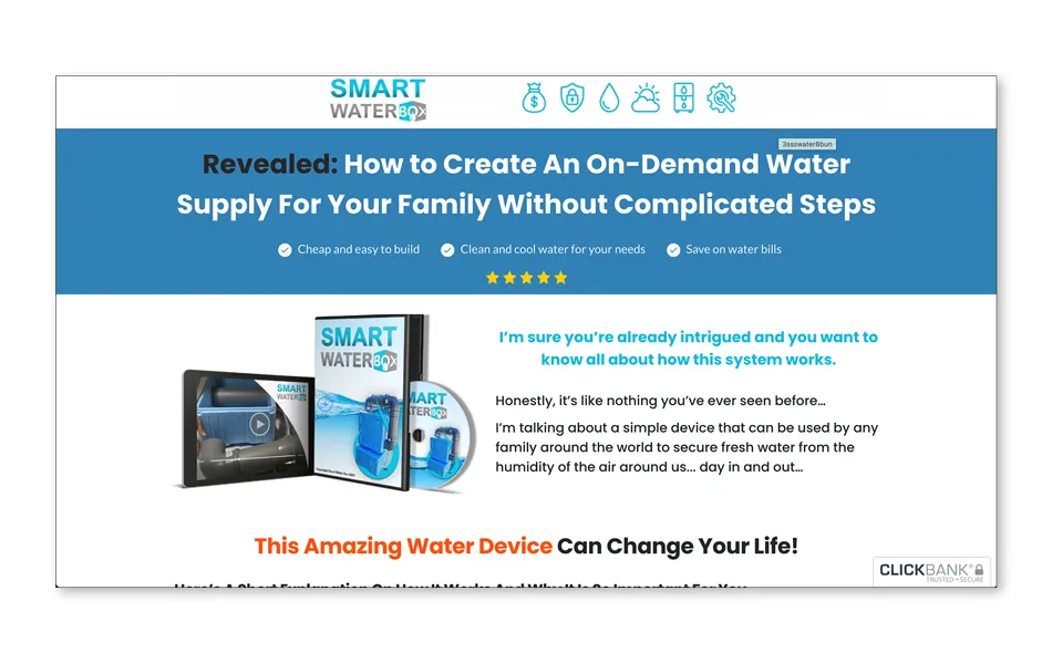 SmartWaterBox product-page example